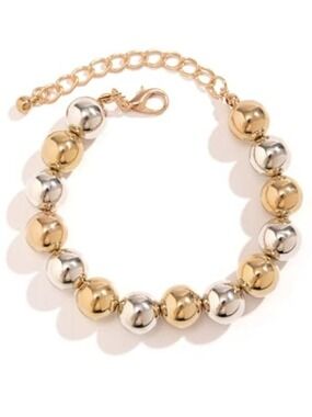 Chunky Gold Beaded Bracelet 18K Gold Plated Adjustable Statement Jewelry